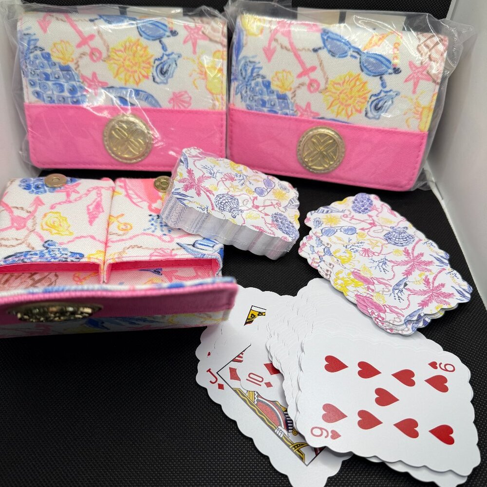 One (1) NWT Lilly Pulitzer scalloped decks of cards Barefoot Beachcomber case